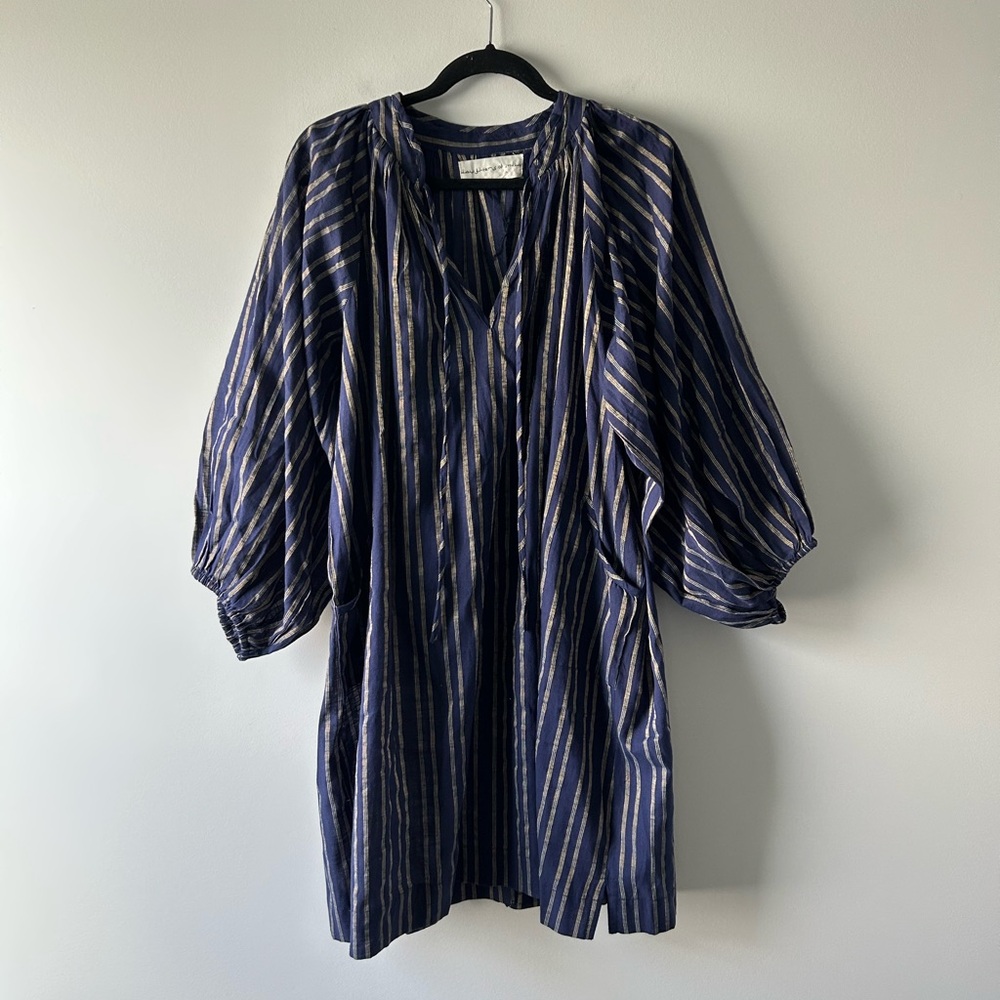 Daughters of India Midnight and Gold Long Sleeve Dress